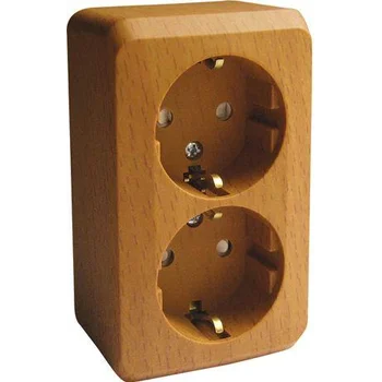 Розетка 2-м ОП Этюд Дача 16А IP20 250В с заземл. защ. шторки бук SE PA16-008T