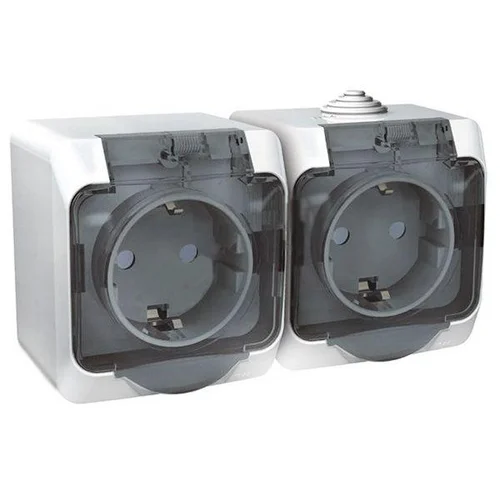 Розетка 2-м ОП Этюд 16А IP44 250В с заземл. защ. шторки бел. SE PA16-244B