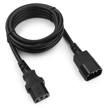 Кабель питания Cablexpert PC-189-1-1.8M, C13-C14, 3x1.0мм2, 16А, с заземлением, 1.8м, черный, пакет