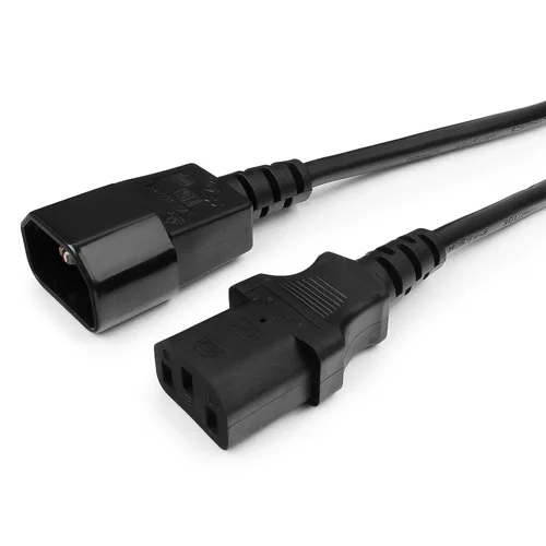 Кабель питания Cablexpert PC-189-1-1.8M, C13-C14, 3x1.0мм2, 16А, с заземлением, 1.8м, черный, пакет