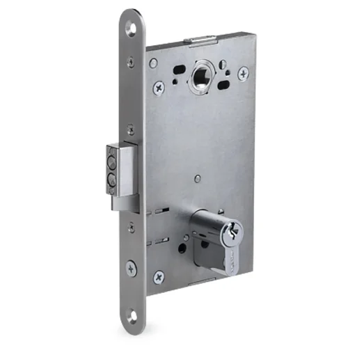 Врезной электромеханический замок с контактным устройством, нормально закрытый, межцентровое расстояние 85 мм