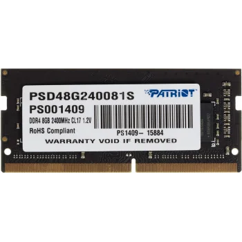 Память DDR4 8Gb 2400MHz Patriot PSD48G240081S RTL PC4-19200 CL17 SO-DIMM 260-pin 1.2В