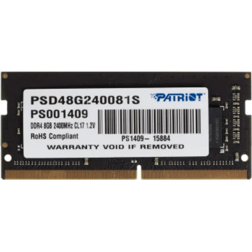 Память DDR4 8Gb 2400MHz Patriot PSD48G240081S RTL PC4-19200 CL17 SO-DIMM 260-pin 1.2В