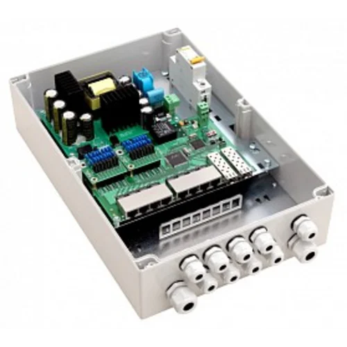Уличный управляемый PoE коммутатор TFORTIS PSW-2G8F+ 8FE PoE +2GB SFP порта, питание 220В, IP66