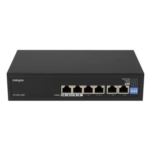 Неуправляемый 4 портовый PoE коммутатор PUS-2T04L-60RM с возможностью установки в стойку