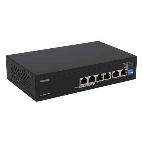 Неуправляемый 4 портовый PoE коммутатор PUS-2T04L-60RM с возможностью установки в стойку