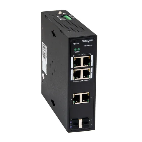 Неуправляемый промышленный 4 портовый PoE коммутатор POWERTONE PUS-TS04G-BTi с портами до 90Вт