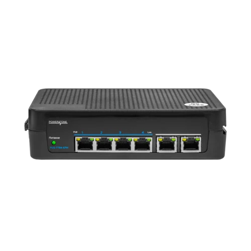 PoE коммутатор неуправляемый PUS-TT04-67M, 4x10/100BASE-TX 802.3af&at + 2x10/100BASE-TX, PoE бюджет 67Вт, до 30Вт на порт