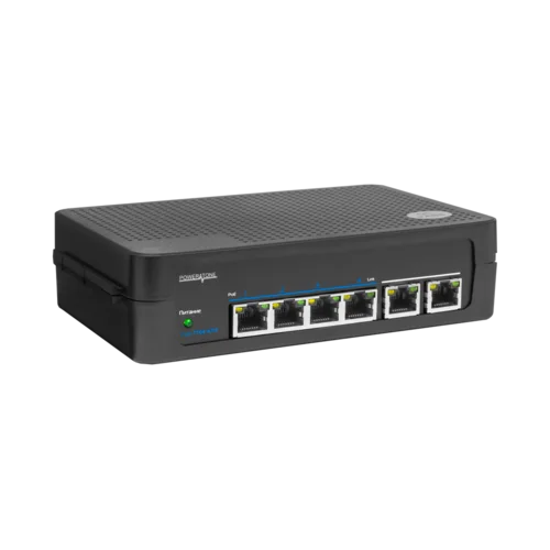 PoE коммутатор неуправляемый PUS-TT04-67M, 4x10/100BASE-TX 802.3af&at + 2x10/100BASE-TX, PoE бюджет 67Вт, до 30Вт на порт