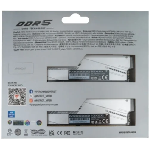 Память DDR5 2x16GB 6000MHz Patriot PVXR532G60C30KM Viper Xtreme 5 RGB RTL Gaming PC5-48000 CL30