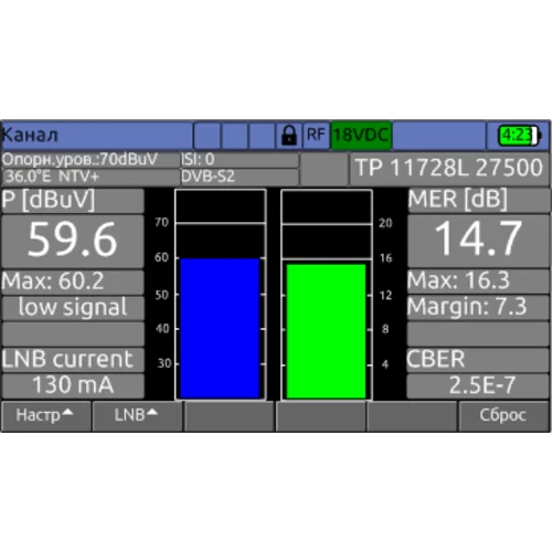 Измеритель сигналов мультисистемный DVB-С/T2/S2 IPTV IT-100 Планар