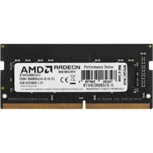 Память DDR4 4Gb 2666MHz AMD R744G2606S1S-U Radeon R7 Performance Series RTL PC4-21300 CL16