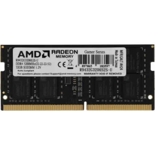 Память DDR4 32Gb 3200MHz AMD R9432G3206S2S-U R9 RTL PC4-25600 CL22 SO-DIMM 260-pin 1.2В