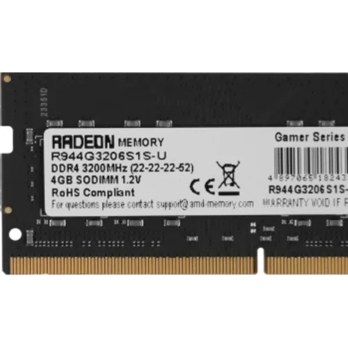 Память DDR4 4GB 3200MHz AMD R944G3206S1S-U R9 RTL PC4-25600 CL22 SO-DIMM 260-pin 1.2В