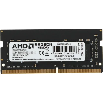Память DDR4 8Gb 3200MHz AMD R948G3206S2S-U Radeon R9 Gamer Series RTL PC4-25600 CL22 SO-DIMM 260