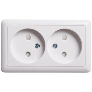 Розетка 2-м ОП Хит 16А IP20 без заземл. защ. шторки бел. SE RA16-233-B