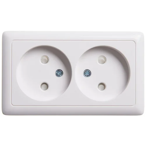 Розетка 2-м ОП Хит 16А IP20 без заземл. защ. шторки бел. SE RA16-233-B