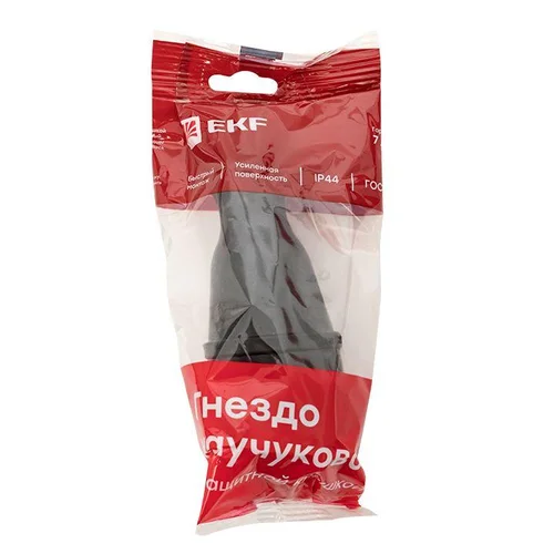 Розетка переносная 16А IP44 230В 2P+PE с защ. крышкой каучук PROxima EKF RPS-012-16-230-44-r