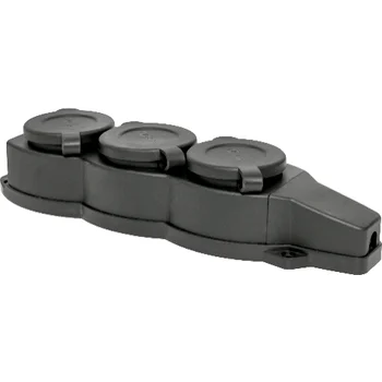 Розетка 3-м 16А IP44 2P+PE 230В с защ. крышками каучук EKF RPS-015-16-230-44
