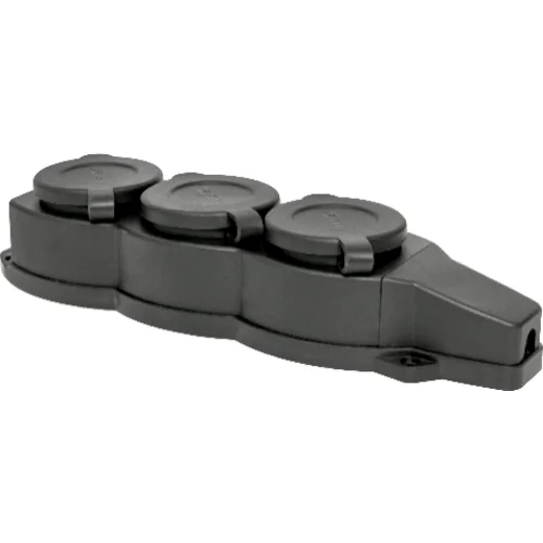 Розетка 3-м 16А IP44 2P+PE 230В с защ. крышками каучук EKF RPS-015-16-230-44