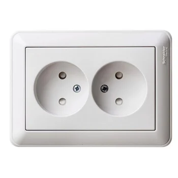 Розетка 2-м СП W59 16А IP20 без заземл. защ. шторки бел. SE RS16-254-18