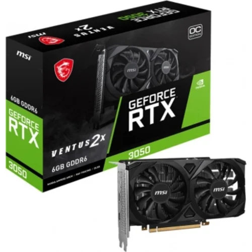 Видеокарта MSI PCI-E 4.0 RTX 3050 VENTUS 2X E 6G OC NVIDIA GeForce RTX 3050 6Gb 96bit GDDR6