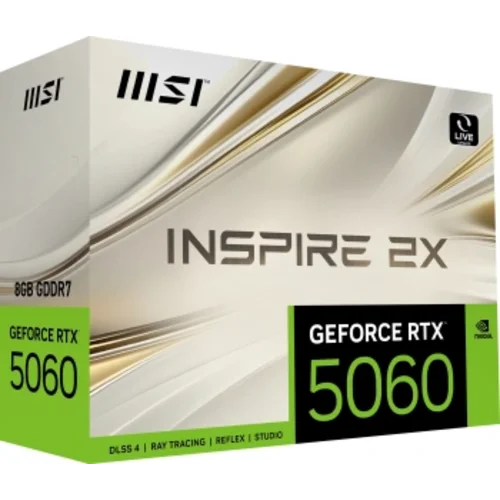 Видеокарта MSI PCI-E 5.0 RTX 5060 8G INSPIRE 2X NVIDIA GeForce RTX 5060 8Gb 128bit GDDR7
