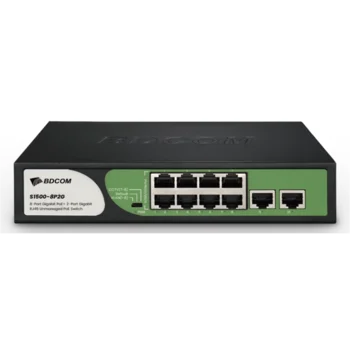 Неуправляемый PoE коммутатор, 8 портов GE PoE 90W + 2 порта GE uplink RJ45