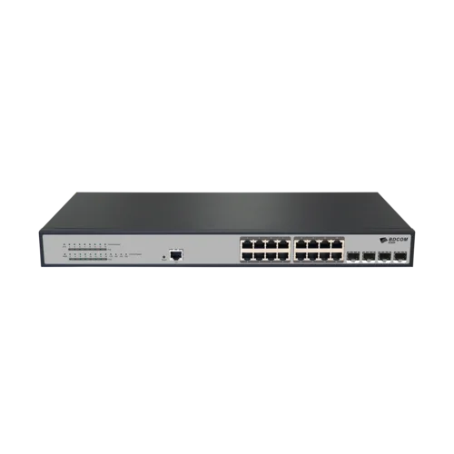 Управляемый PoE коммутатор уровня 2 BDCOM S2500-16P4S, 16x 10/100/1000Base-T PoE 802.3af/at до 240W, 4x 100/1000Base-X (SFP), 220V AC