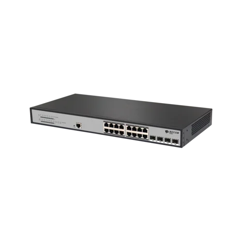Управляемый PoE коммутатор уровня 2 BDCOM S2500-16P4S, 16x 10/100/1000Base-T PoE 802.3af/at до 240W, 4x 100/1000Base-X (SFP), 220V AC