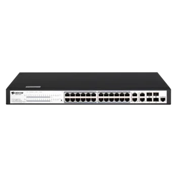 Управляемый PoE коммутатор уровня 2 BDCOM S2500-24P4C, 24x 10/100/1000Base-T PoE 802.3af/at до 370W, 4x combo 1G SFP/RJ45, 220V AC
