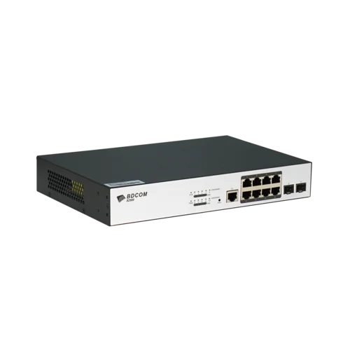 Управляемый PoE коммутатор уровня 2 BDCOM S2500-8P2S, 8x 10/100/1000Base-T PoE 802.3af/at до 140W, 2x 100/1000Base-X (SFP), ~220V AC