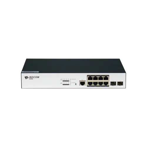 Управляемый PoE коммутатор уровня 2 BDCOM S2500-8P2S, 8x 10/100/1000Base-T PoE 802.3af/at до 140W, 2x 100/1000Base-X (SFP), ~220V AC