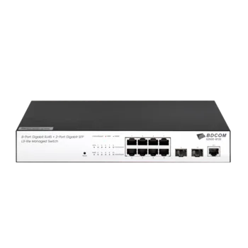 Управляемый коммутатор уровня 2 BDCOM S2500-8T2S, 8x 10/100/1000Base-T, 2x 100/1000Base-X (SFP), 220V AC