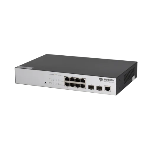 Управляемый коммутатор уровня 2 BDCOM S2510-C, 8x 10/100/1000Base-T, 2x 100/1000BASE-X (SFP), 220VAC