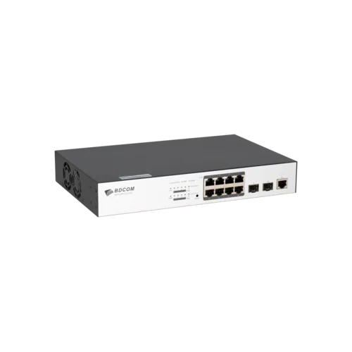 Управляемый PoE коммутатор уровня 2 BDCOM S2510-P, 8x 10/100/1000Base-T, 2x 100/1000BASE-X (SFP), PoE 802.3af/at до 130W, 220VAC