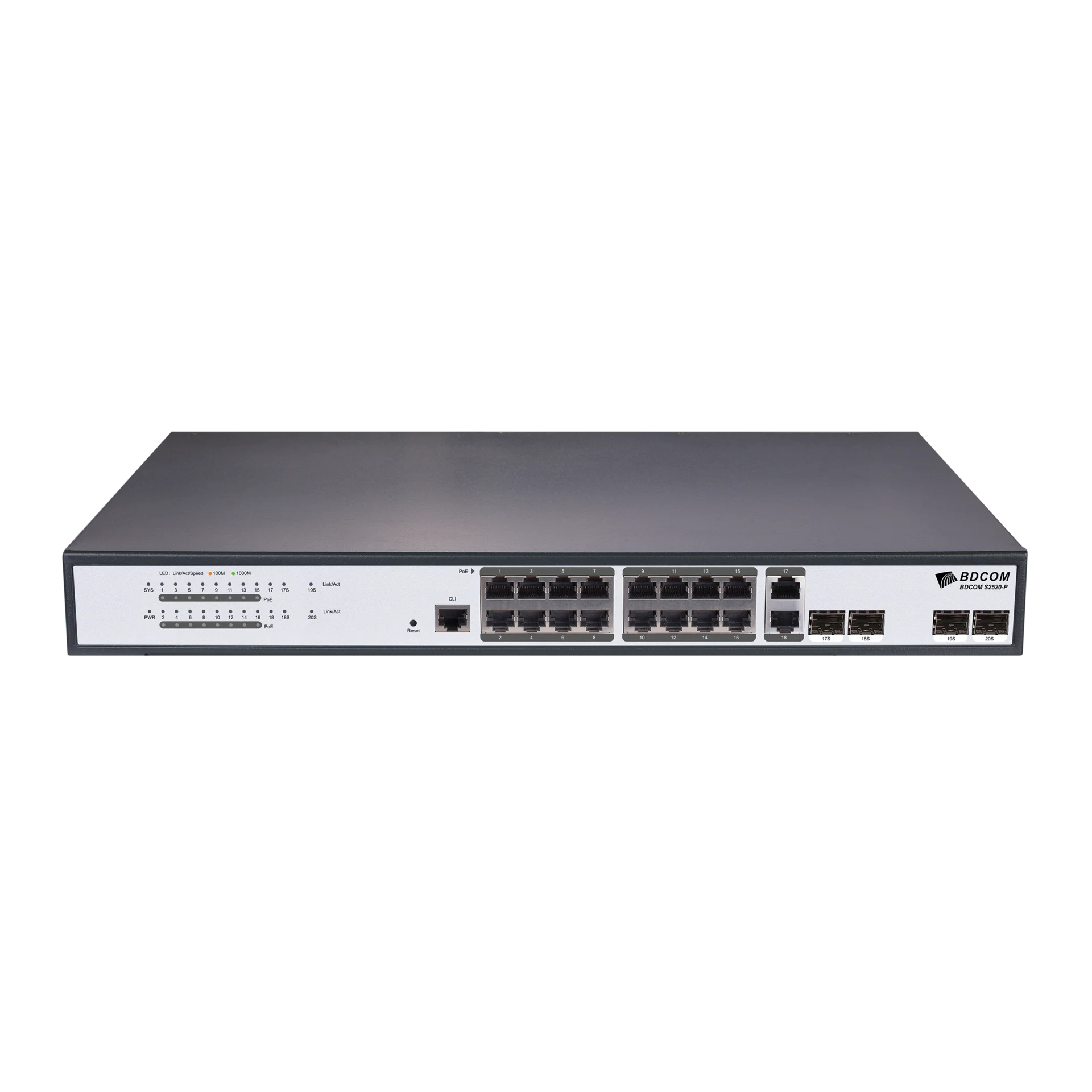 Управляемый PoE коммутатор уровня 2 BDCOM S2520-P, 16x 10/100/1000Base-T PoE 802.3af/at до 250W, 2x combo 1G SFP/RJ45, 2x 100/1000Base-X (SFP), 220VAC