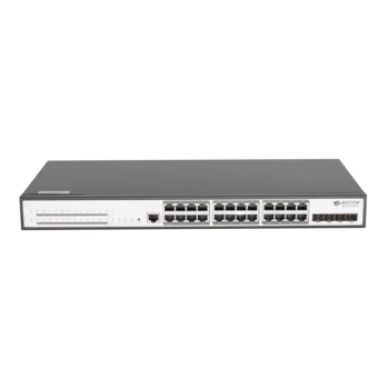 Управляемый PoE коммутатор уровня 3 BDCOM S2900-24P4X, 24x 10/100/1000Base-T PoE 802.3af/at до 370W, 4x 1/10GE SFP+, 220VAC + 36-72VDC