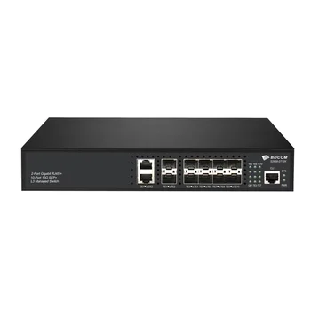 Управляемый коммутатор уровня 3 BDCOM S2900-2T10X, 2x 10/100/1000Base-T, 10x 1/10GE SFP+, ~220V AC