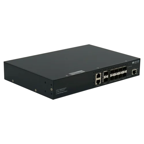 Управляемый коммутатор уровня 3 BDCOM S2900-2T10X, 2x 10/100/1000Base-T, 10x 1/10GE SFP+, ~220V AC