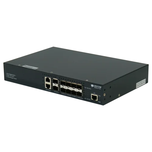 Управляемый коммутатор уровня 3 BDCOM S2900-2T10X, 2x 10/100/1000Base-T, 10x 1/10GE SFP+, ~220V AC