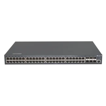 Управляемый PoE коммутатор уровня 3 BDCOM S2900-48P6X, 48x 10/100/1000Base-T PoE 802.3af/at до 740W, 6x 1/10GE SFP+, 220VAC + 44-57VDC