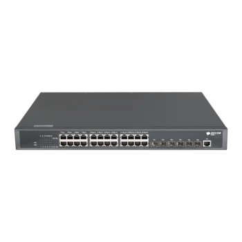 Управляемый коммутатор уровня 3 BDCOM S3900-24T6X, 24x 10/100/1000Base-T, 6x 1/10GE SFP+, Hot Swap БП 1, в комплекте 1x PSU ~220VAC