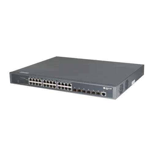 Управляемый коммутатор уровня 3 BDCOM S3900-24T6X, 24x 10/100/1000Base-T, 6x 1/10GE SFP+, Hot Swap БП 1, в комплекте 1x PSU ~220VAC