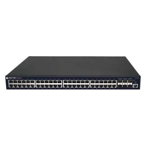 Управляемый PoE коммутатор уровня 3 BDCOM S3900-48P6X, 48x 10/100/1000BaseT PoE 802.3af/at до 740W, 6x 1/10GE SFP+, Hot Swap БП 1+1
