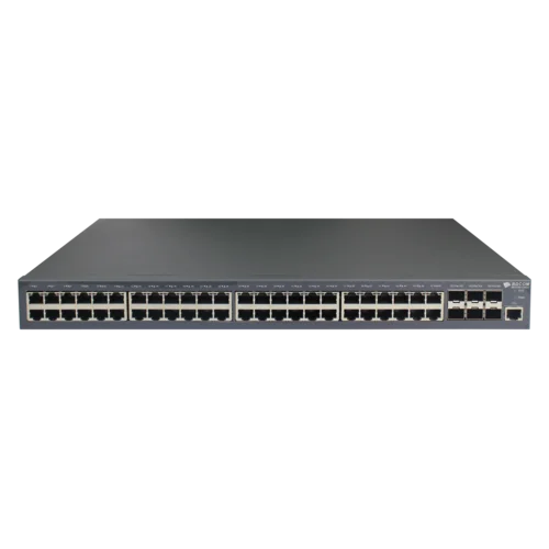 Управляемый коммутатор уровня 3 BDCOM S3900-48T6X-2DC, 48x 10/100/1000Base-T, 6x 1/10GE SFP+, Hot Swap БП 1+1, в комплекте 2x PSU ~36-72VDC