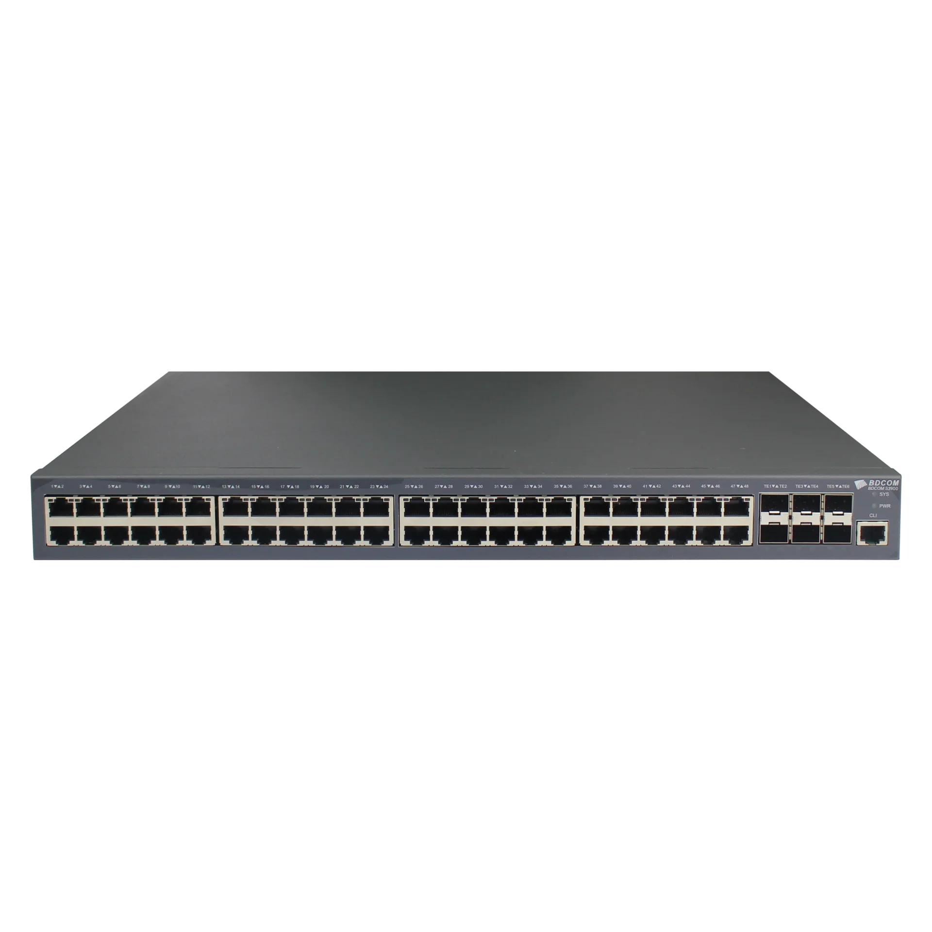 Управляемый коммутатор уровня 3 BDCOM S3900-48T6X, 48x 10/100/1000Base-T, 6x 1/10GE SFP+, Hot Swap БП 1+1, в комплекте 1x PSU ~220VAC