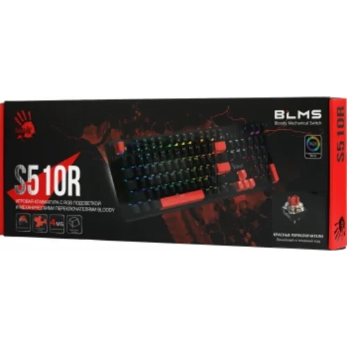 Клавиатура A4Tech Bloody S510R механическая черный USB for gamer LED (S510R USB FIRE BLACK/BLMS RED)