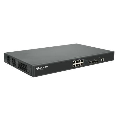 Управляемый коммутатор уровня 3 BDCOM S5700-8EP4X-370, 8x 2.5GBASE-Т PoE 802.3af/at/bt до 370W, 4x 1/10GE SFP+, 220V AC