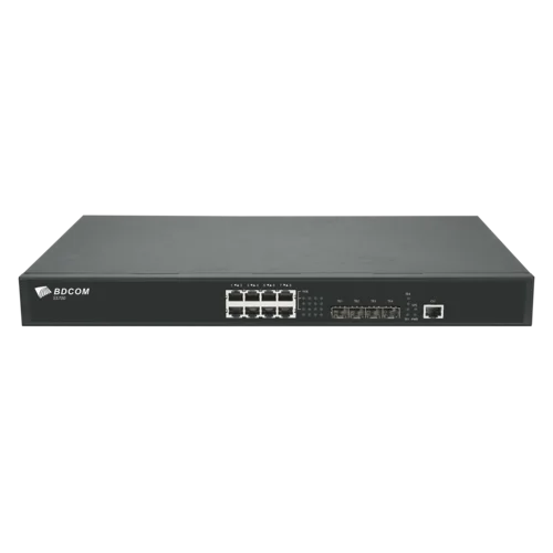 Управляемый коммутатор уровня 3 BDCOM S5700-8EP4X-370, 8x 2.5GBASE-Т PoE 802.3af/at/bt до 370W, 4x 1/10GE SFP+, 220V AC